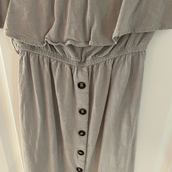 One Clothing Strapless Gray Dress with Button Detail - Picture 2 of 4